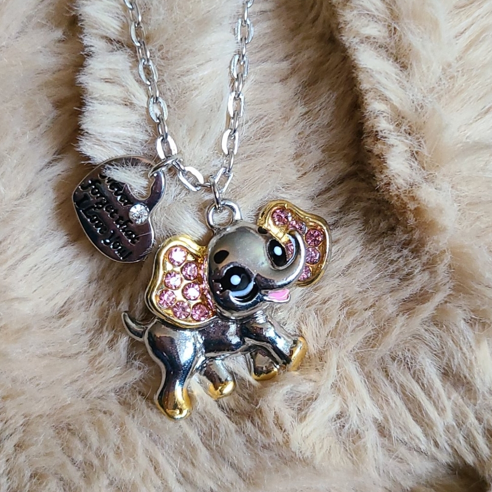 2/$10 NIP Elephant Love Necklace
